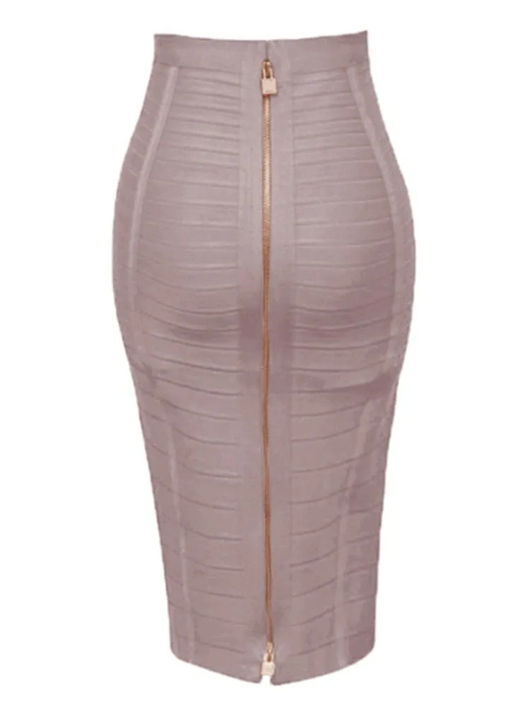 Zipper Bodycon Skirt - Stretchy