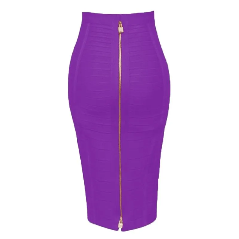 Zipper Bodycon Skirt - Stretchy