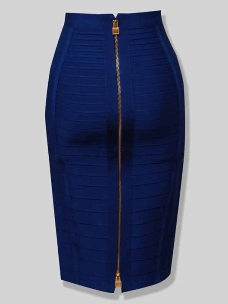 Zipper Bodycon Skirt - Stretchy