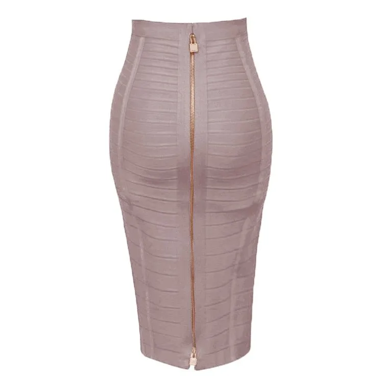 Zipper Bodycon Skirt - Stretchy
