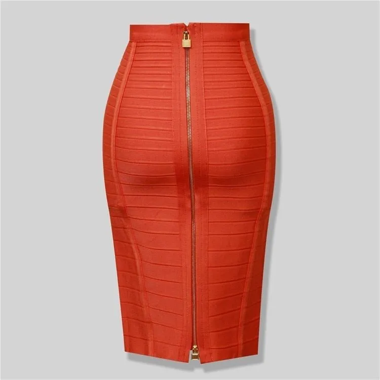 Zipper Bodycon Skirt - Stretchy