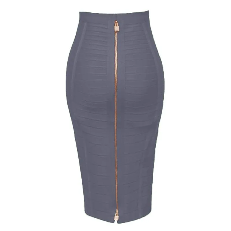 Zipper Bodycon Skirt - Stretchy