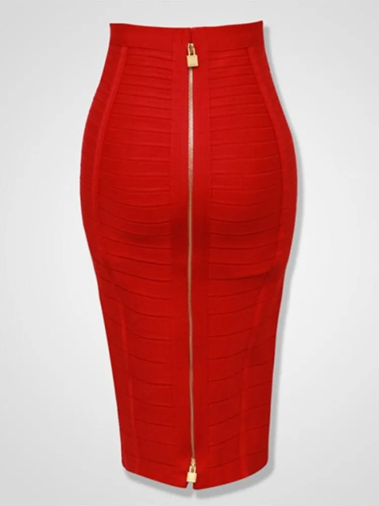 Zipper Bodycon Skirt - Stretchy