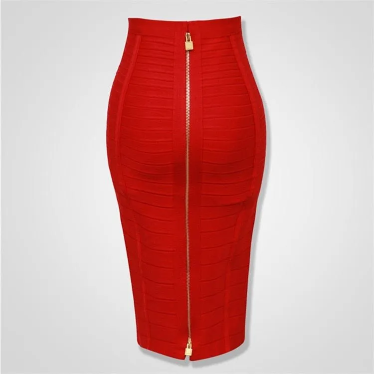 Zipper Bodycon Skirt - Stretchy