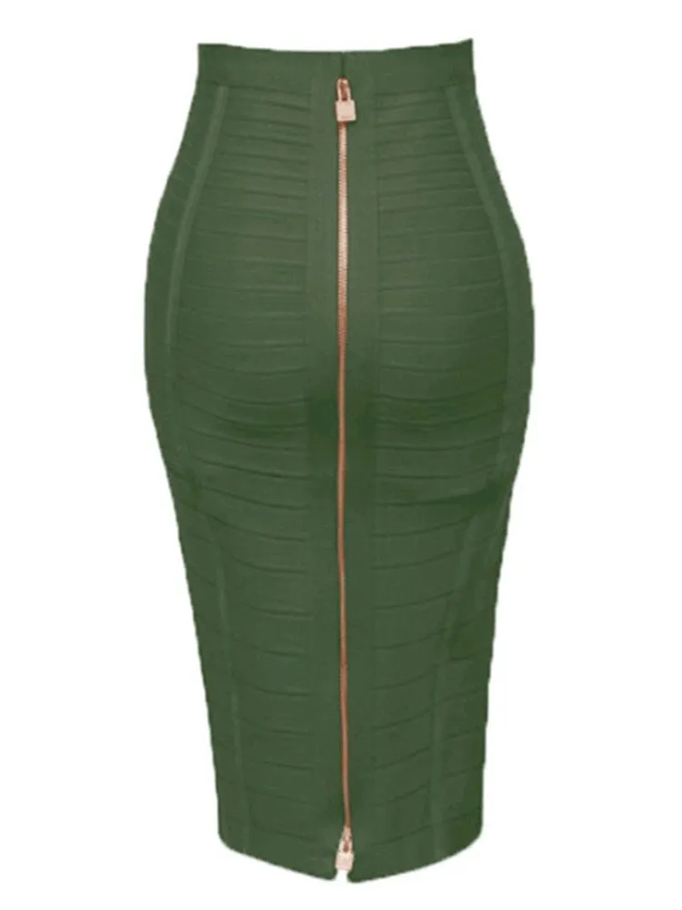 Zipper Bodycon Skirt - Stretchy