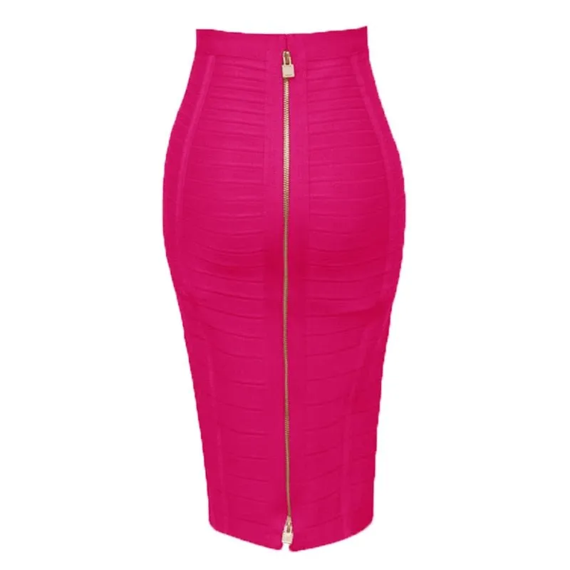 Zipper Bodycon Skirt - Stretchy
