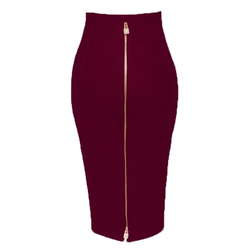 Zipper Bodycon Skirt - Stretchy