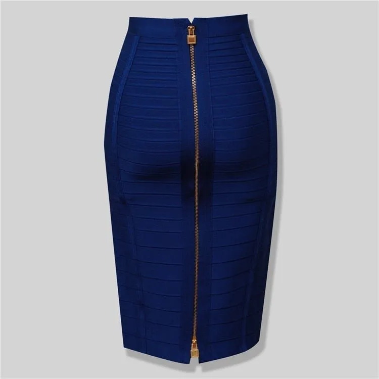 Zipper Bodycon Skirt - Stretchy